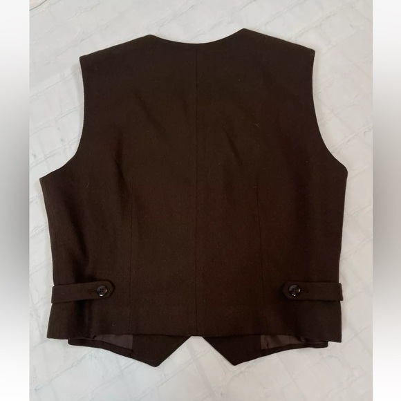 Vintage Worthington vest Wool Women's 14 Chocolate Brown Fully Lined waistcoat - Picture 10 of 15